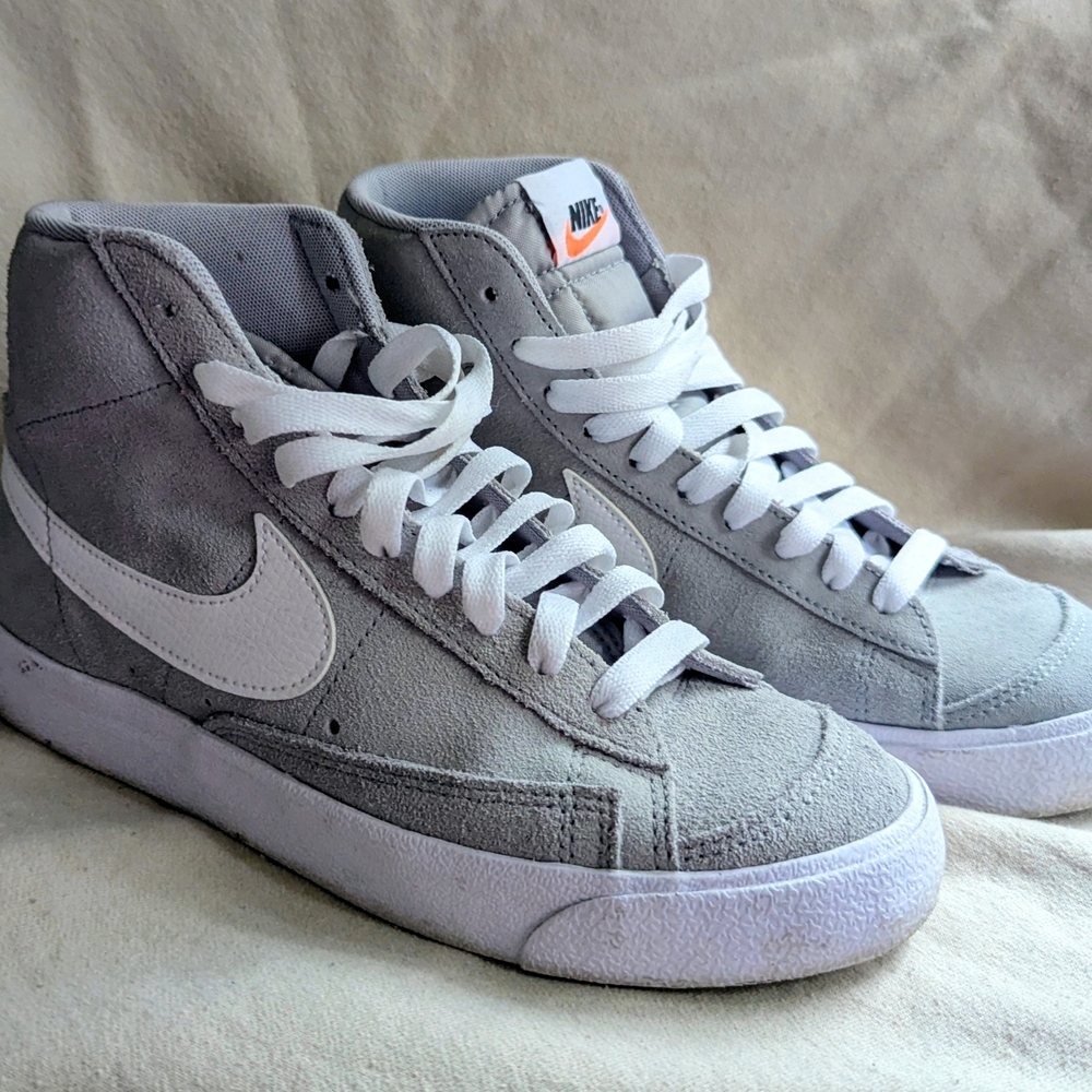 Nike Gray and White High-Top Sneakers